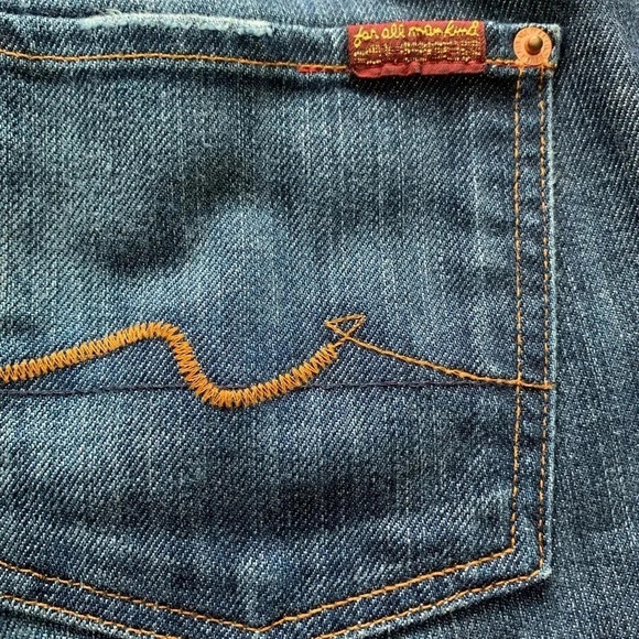 7 For All Mankind Bootcut Distressed Jeans Size 27 - Picture 6 of 8